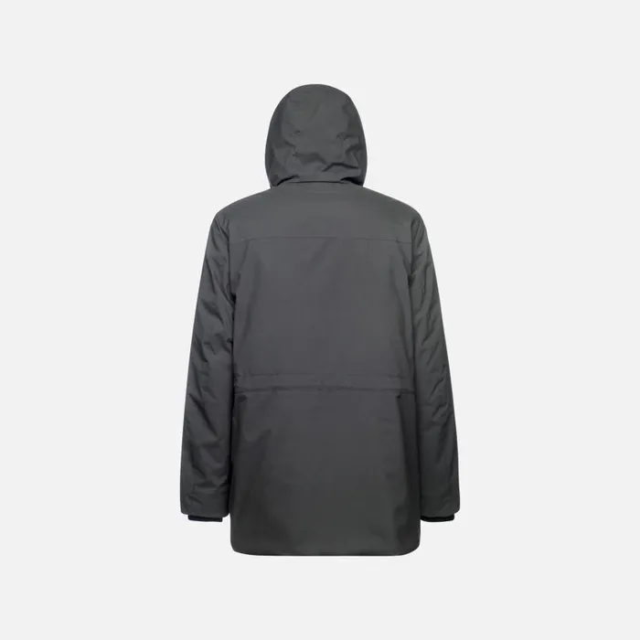Man Geox Jackets SPHERICA MAN Anthracite Long Parka Anthracite