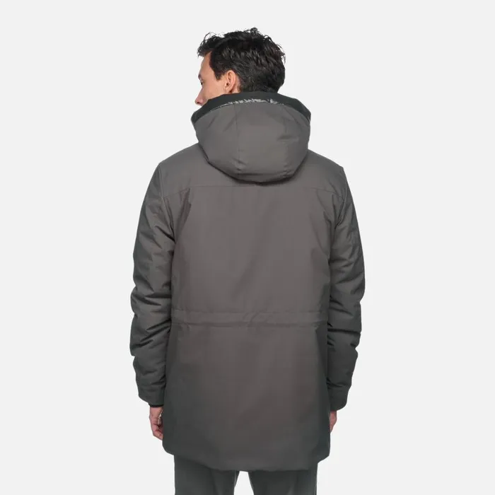 Man Geox Jackets SPHERICA MAN Anthracite Long Parka Anthracite