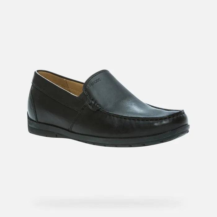 Man Geox Loafers SIRON W C Leather Loafers Black Man Geox Black