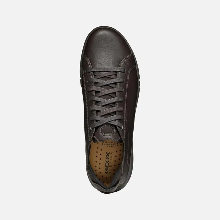 Man Geox Sneakers AERANTIS MAN Coffee Leather Shoes Coffee