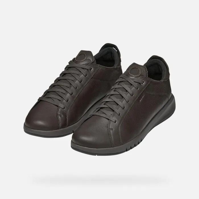 Man Geox Sneakers AERANTIS MAN Coffee Leather Shoes Coffee