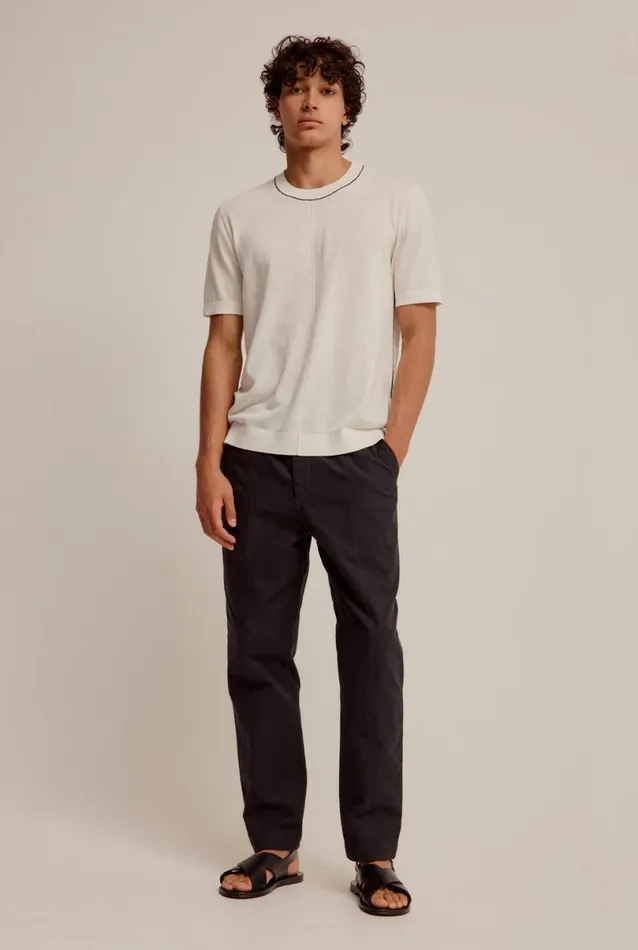 Man Venroy Knitwear Knitted Contrast Trim T Shirt