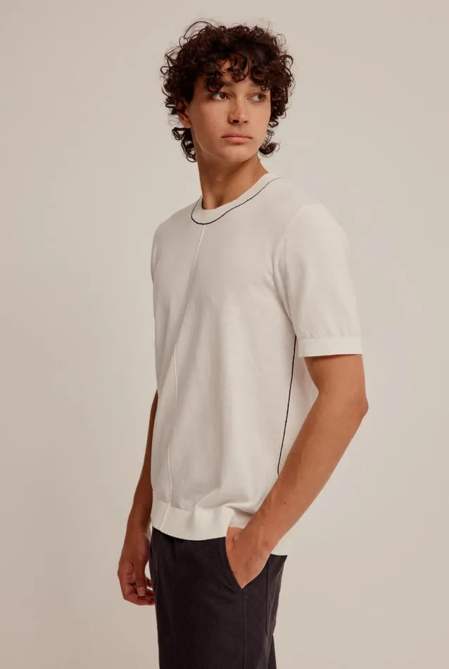 Man Venroy Knitwear Knitted Contrast Trim T Shirt