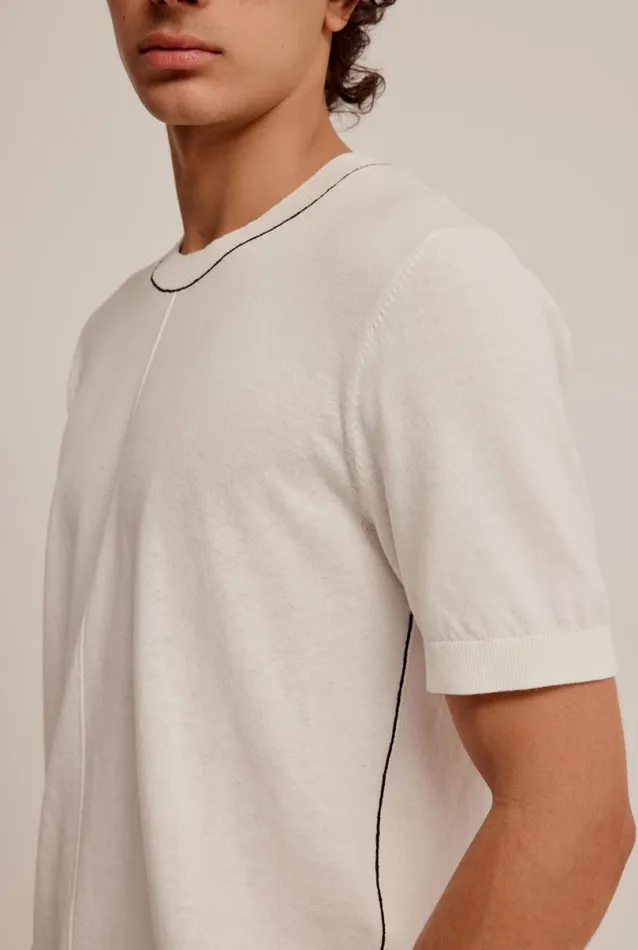Man Venroy Knitwear Knitted Contrast Trim T Shirt
