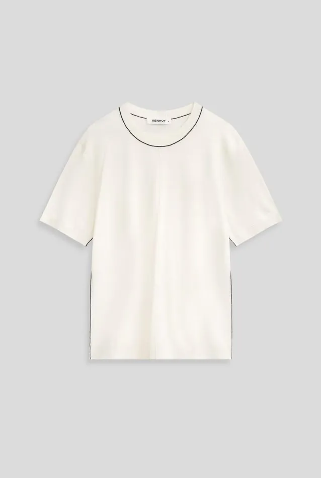 Man Venroy Knitwear Knitted Contrast Trim T Shirt