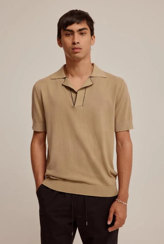 Man Venroy Polos Knitted Contrast Trim Polo