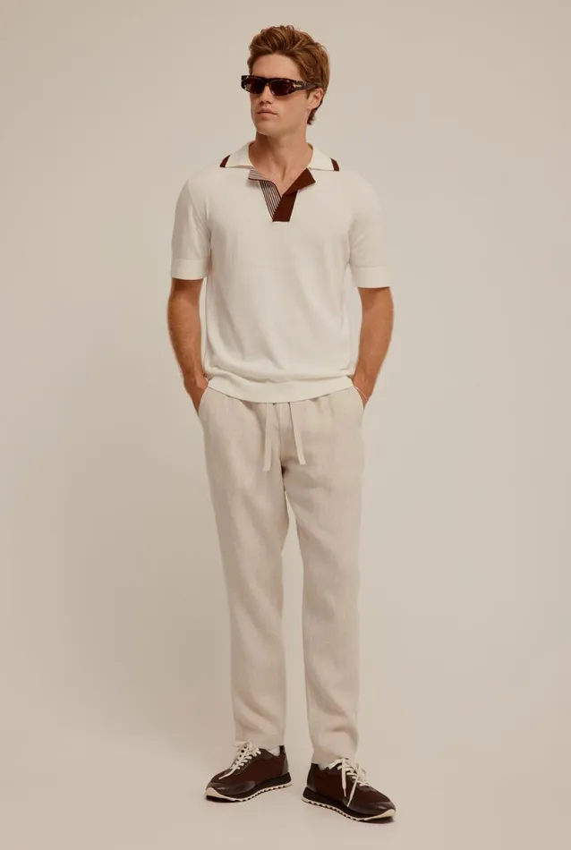 Man Venroy Polos Knitted Cotton Open Neck Polo