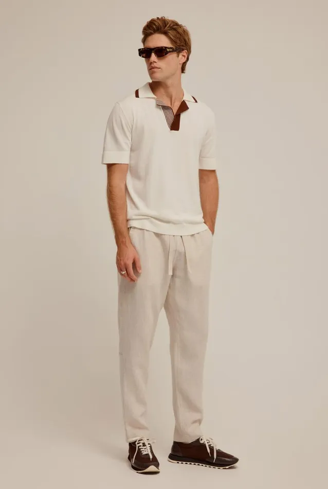 Man Venroy Polos Knitted Cotton Open Neck Polo