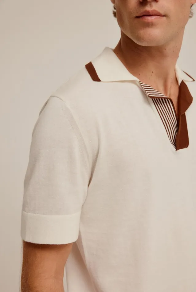 Man Venroy Polos Knitted Cotton Open Neck Polo