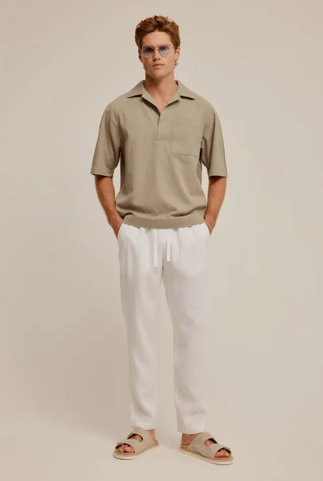 Man Venroy Polos Raglan Woven Polo