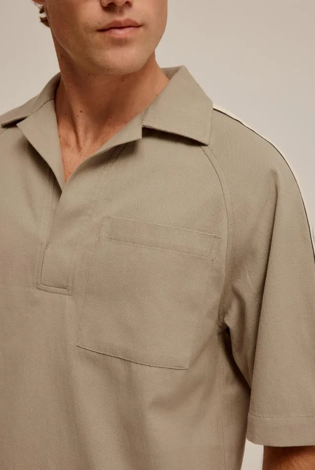 Man Venroy Polos Raglan Woven Polo