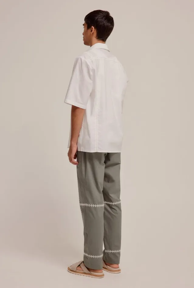 Man Venroy Shirts Panelled Crochet Stitch Mid Sleeve Shirt
