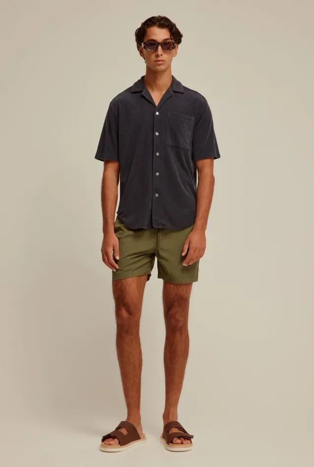 Man Venroy Shirts Terry Camp Collar Shirt