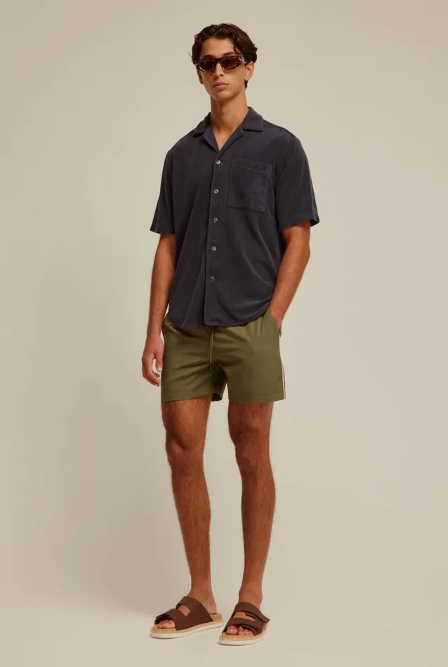 Man Venroy Shirts Terry Camp Collar Shirt