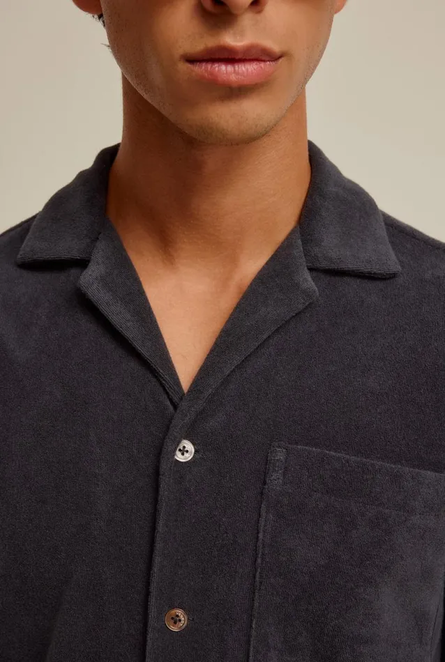 Man Venroy Shirts Terry Camp Collar Shirt