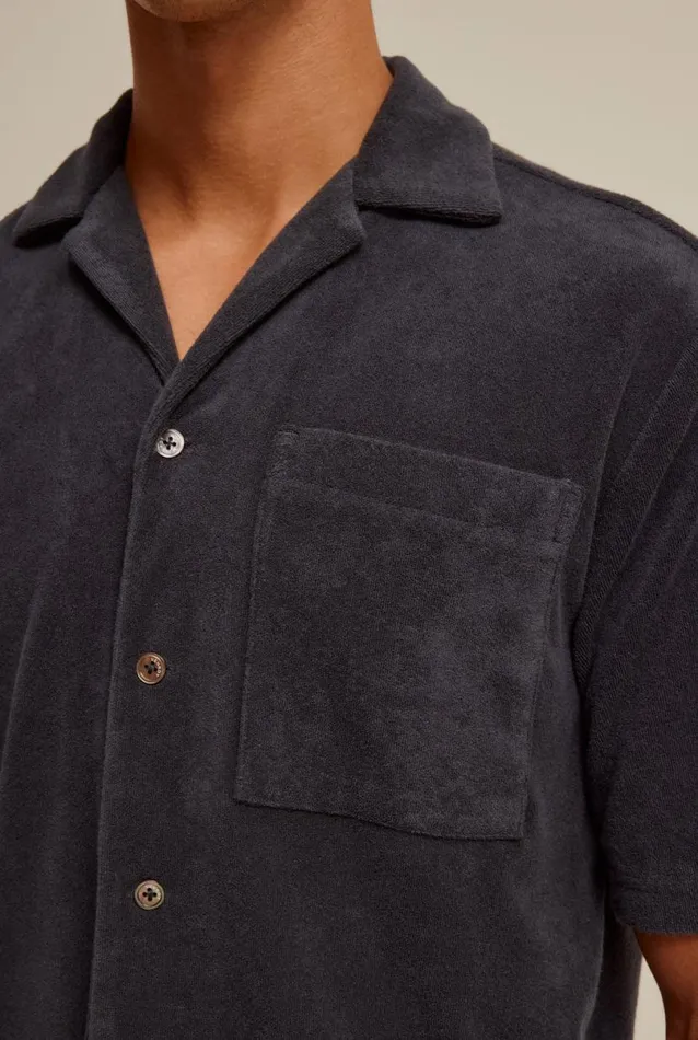 Man Venroy Shirts Terry Camp Collar Shirt