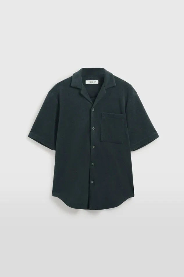 Man Venroy Shirts Terry Camp Collar Shirt