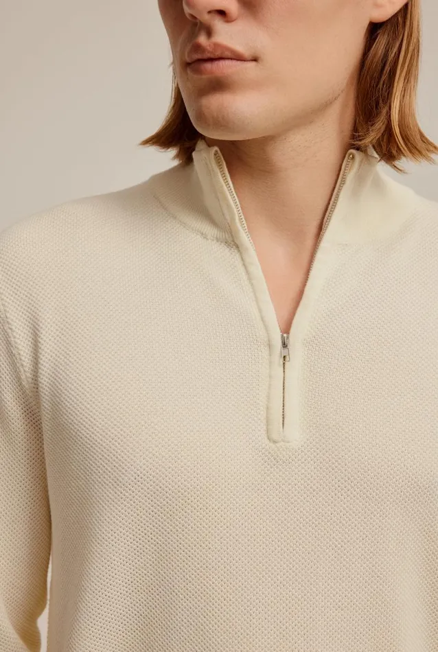Man Venroy Sweaters Cotton Pique Quarter Zip Sweater