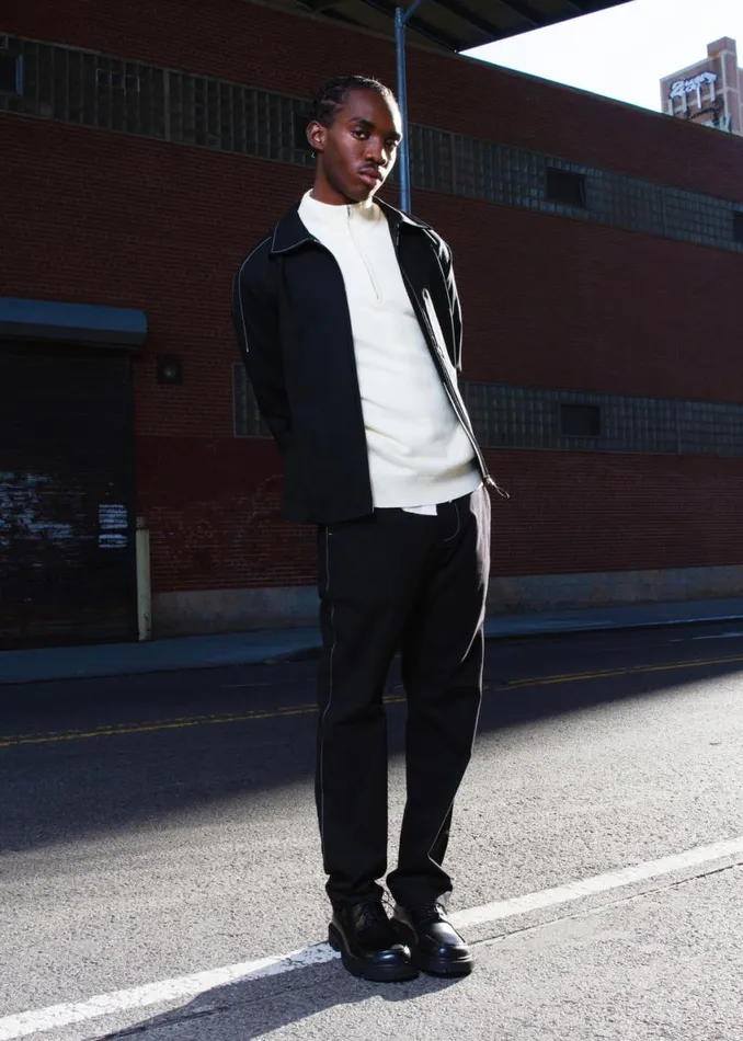 Man Venroy Sweaters Cotton Pique Quarter Zip Sweater