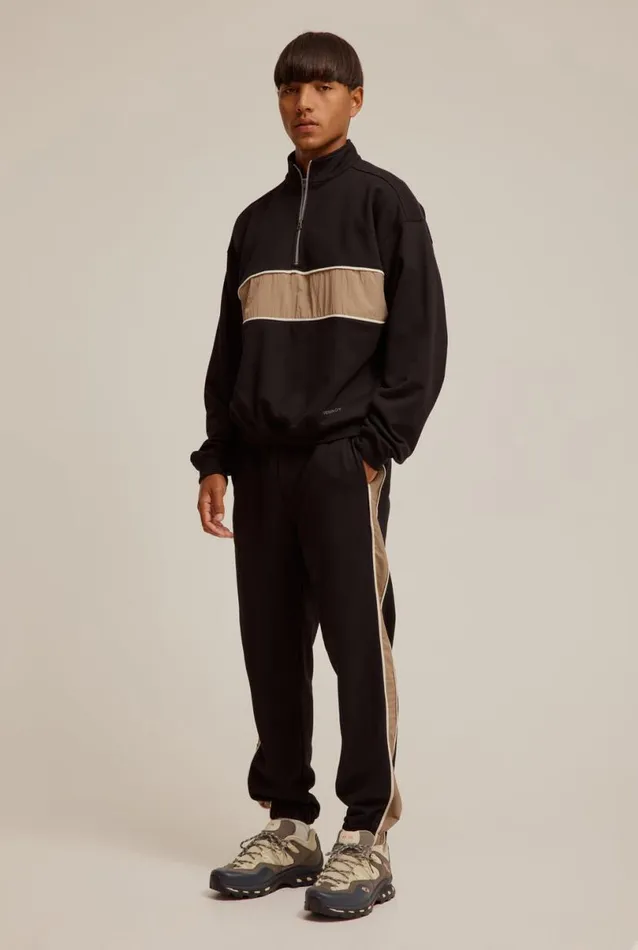 Man Venroy Sweaters Nylon Panelled Track Sweater