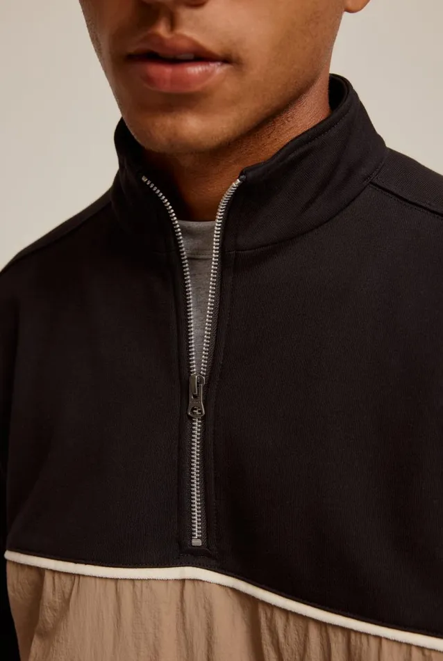 Man Venroy Sweaters Nylon Panelled Track Sweater