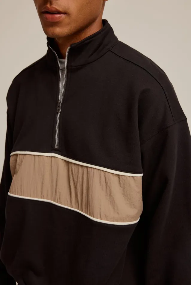 Man Venroy Sweaters Nylon Panelled Track Sweater