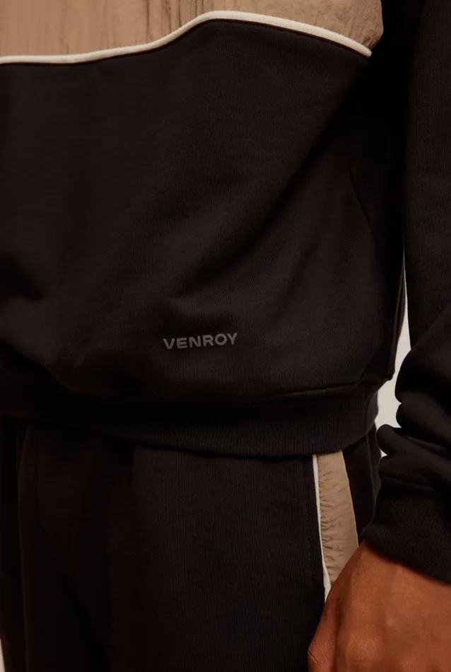 Man Venroy Sweaters Nylon Panelled Track Sweater