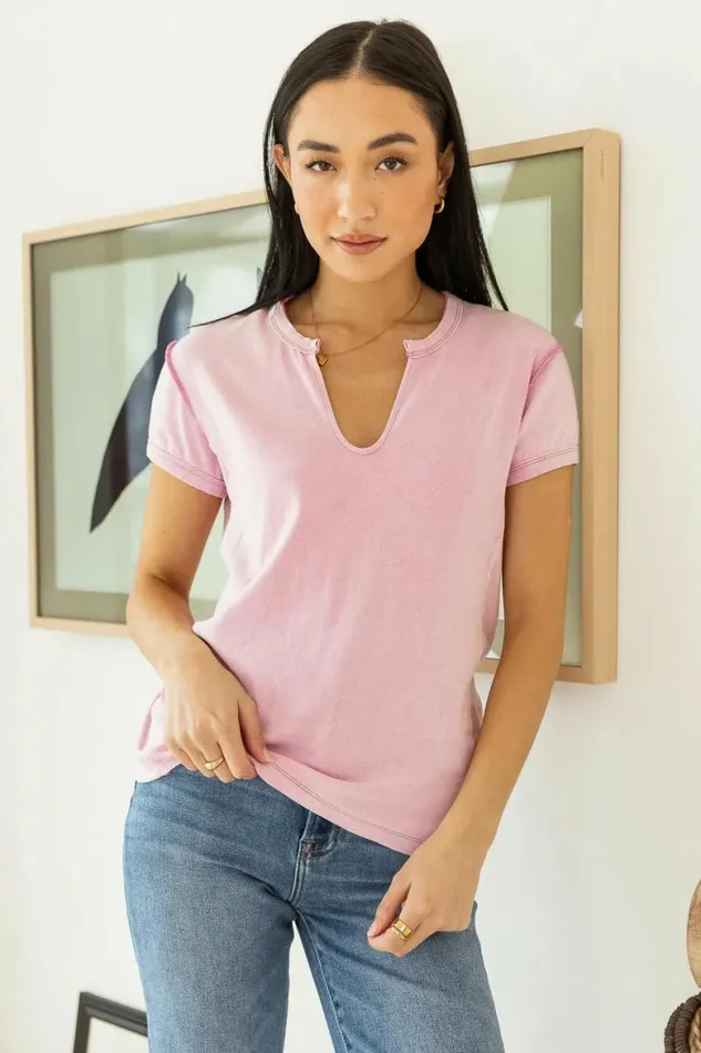 Marissa Tee In Pink 8211 FINAL SALE Pink Women Bohme Tees and Tanks