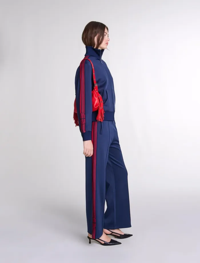 Matching Sets Women Maje Striped ZipUp Sweatshirt Navy