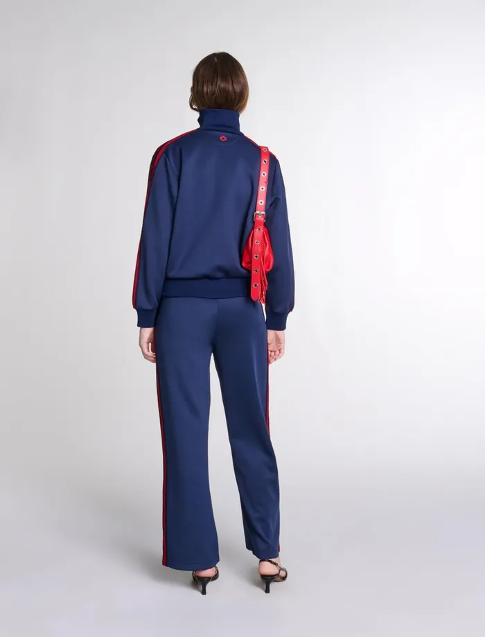 Matching Sets Women Maje Striped ZipUp Sweatshirt Navy
