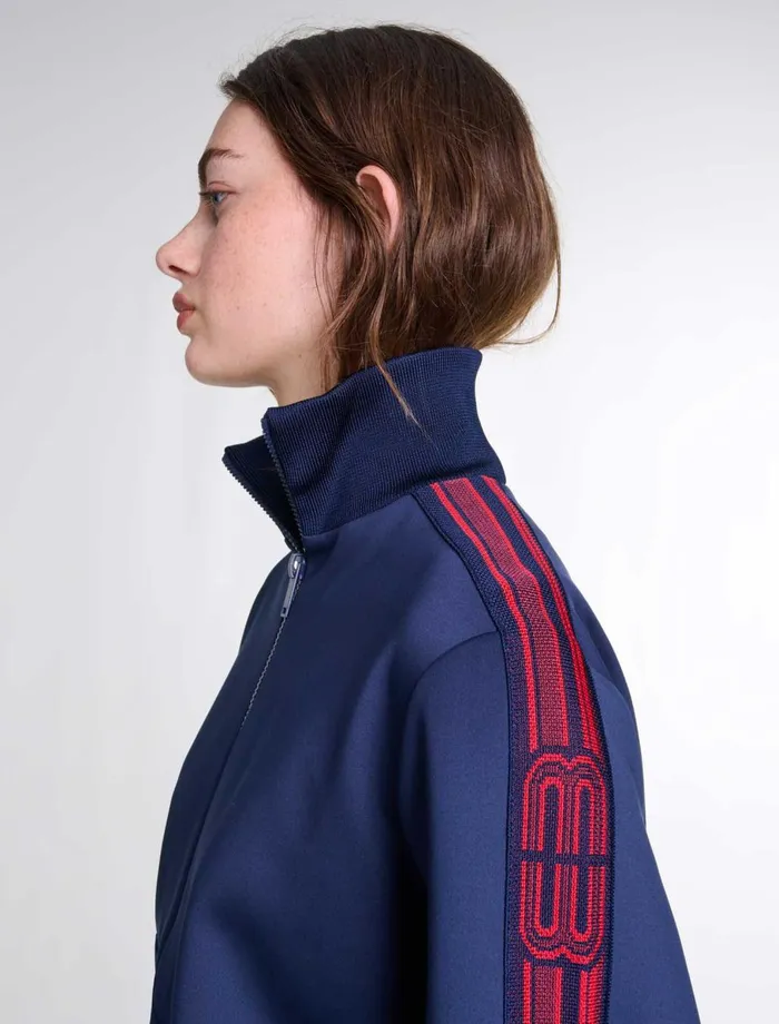 Matching Sets Women Maje Striped ZipUp Sweatshirt Navy