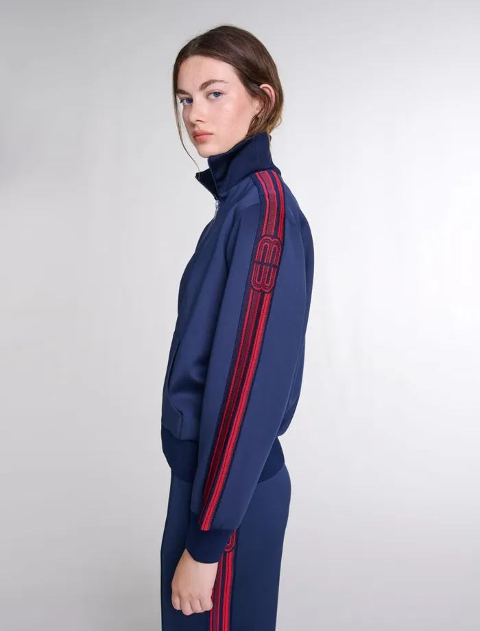 Matching Sets Women Maje Striped ZipUp Sweatshirt Navy