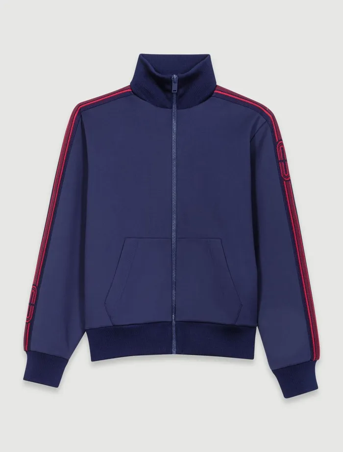 Matching Sets Women Maje Striped ZipUp Sweatshirt Navy