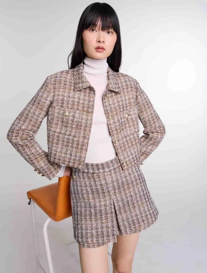 Matching Sets Women Maje Tweed Skort Brown