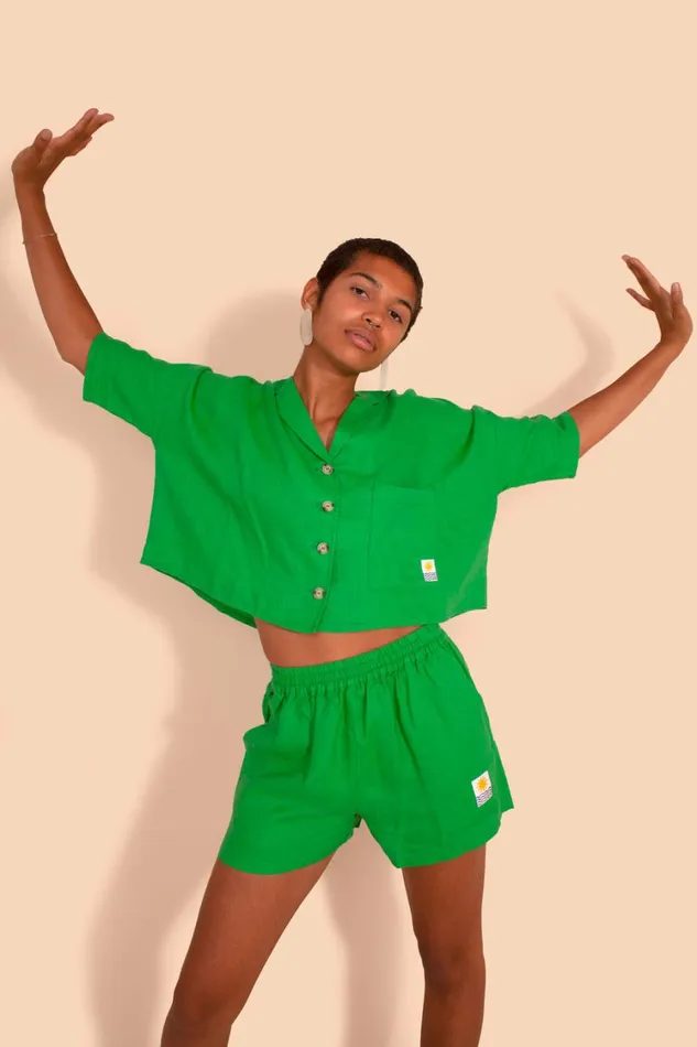 Maxim Linen Shirt Green WomensShop LF Markey Tops