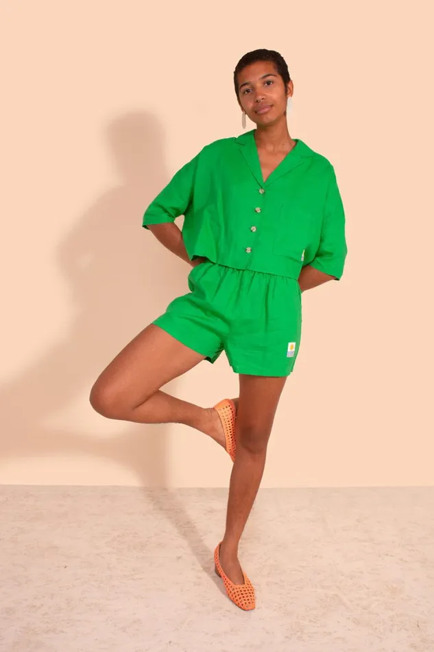 Maxim Linen Shirt Green WomensShop LF Markey Tops