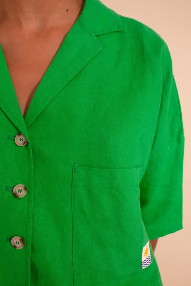 Maxim Linen Shirt Green WomensShop LF Markey Tops