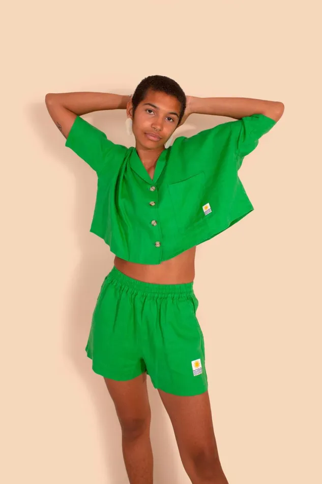 Maxim Linen Shirt Green WomensShop LF Markey Tops