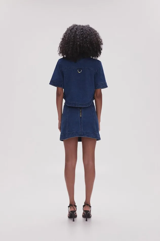 May Denim Mini Skirt Dark Indigo Women Aje Denim
