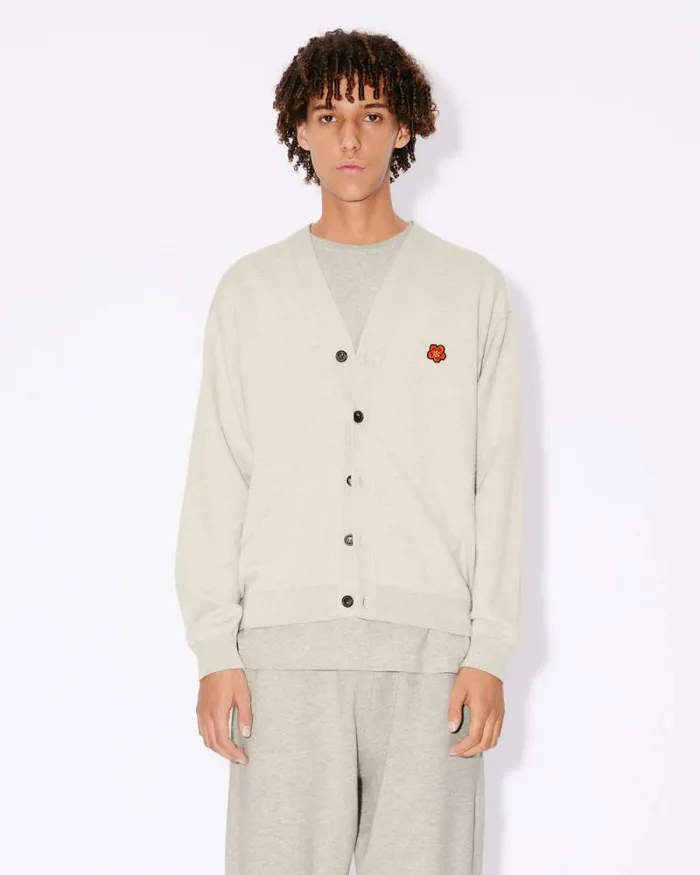 Men 039Boke Flower039 Embroidered Cardigan Pale Grey Kenzo Sweaters And Cardigans