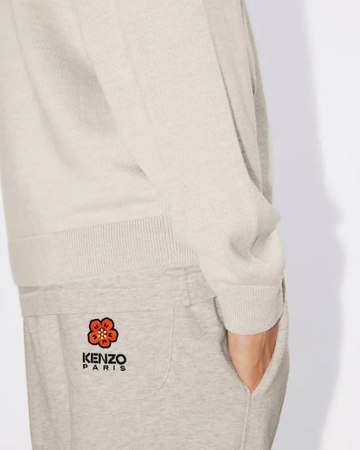 Men 039Boke Flower039 Embroidered Cardigan Pale Grey Kenzo Sweaters And Cardigans