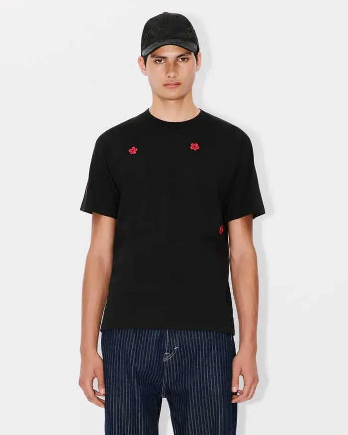 Men 039Boke Flower039 Embroidered Tshirt In Cotton Black Kenzo Tshirts And Polos