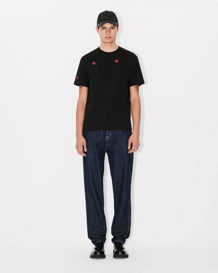 Men 039Boke Flower039 Embroidered Tshirt In Cotton Black Kenzo Tshirts And Polos