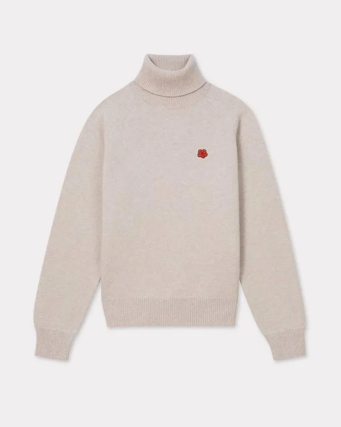 Men 039Boke Flower039 Embroidered Turtleneck Jumper In Wool Beige Kenzo Sweaters And Cardigans Men 039Boke Flower039 Embroidered Turtleneck Jumper In Wool Beige Kenzo Sweaters And Cardigans