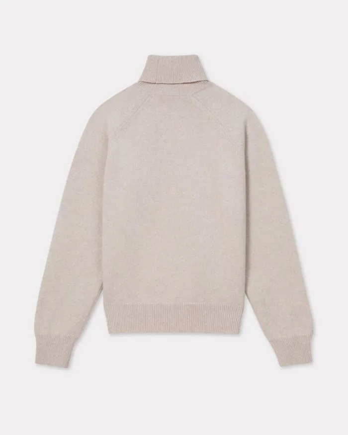 Men 039Boke Flower039 Embroidered Turtleneck Jumper In Wool Beige Kenzo Sweaters And Cardigans