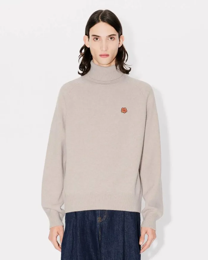 Men 039Boke Flower039 Embroidered Turtleneck Jumper In Wool Beige Kenzo Sweaters And Cardigans