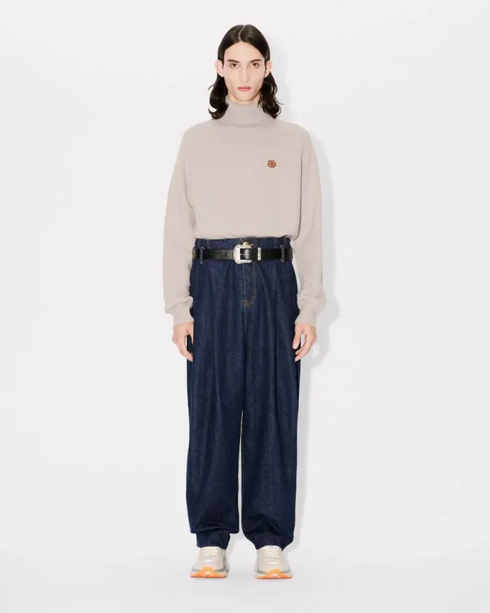 Men 039Boke Flower039 Embroidered Turtleneck Jumper In Wool Beige Kenzo Sweaters And Cardigans