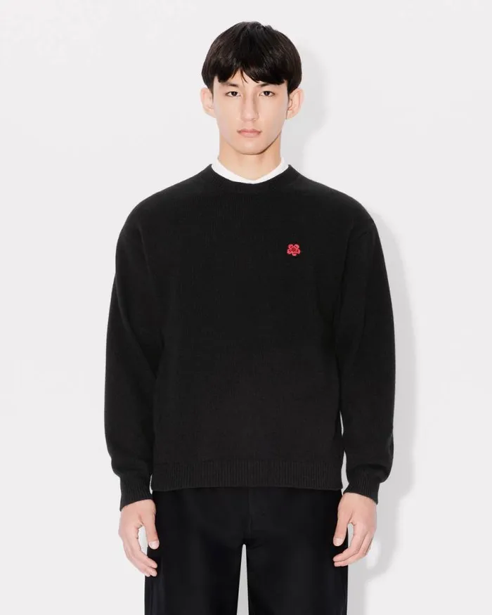 Men 039Boke Flower039 Embroidered Wool Jumper Black Kenzo Sweaters And Cardigans