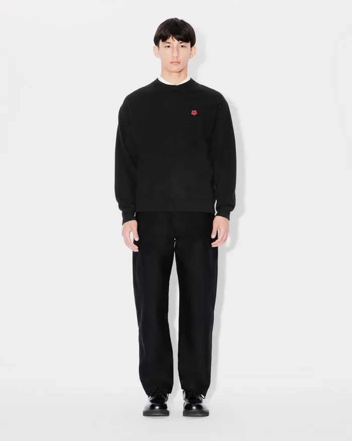 Men 039Boke Flower039 Embroidered Wool Jumper Black Kenzo Sweaters And Cardigans