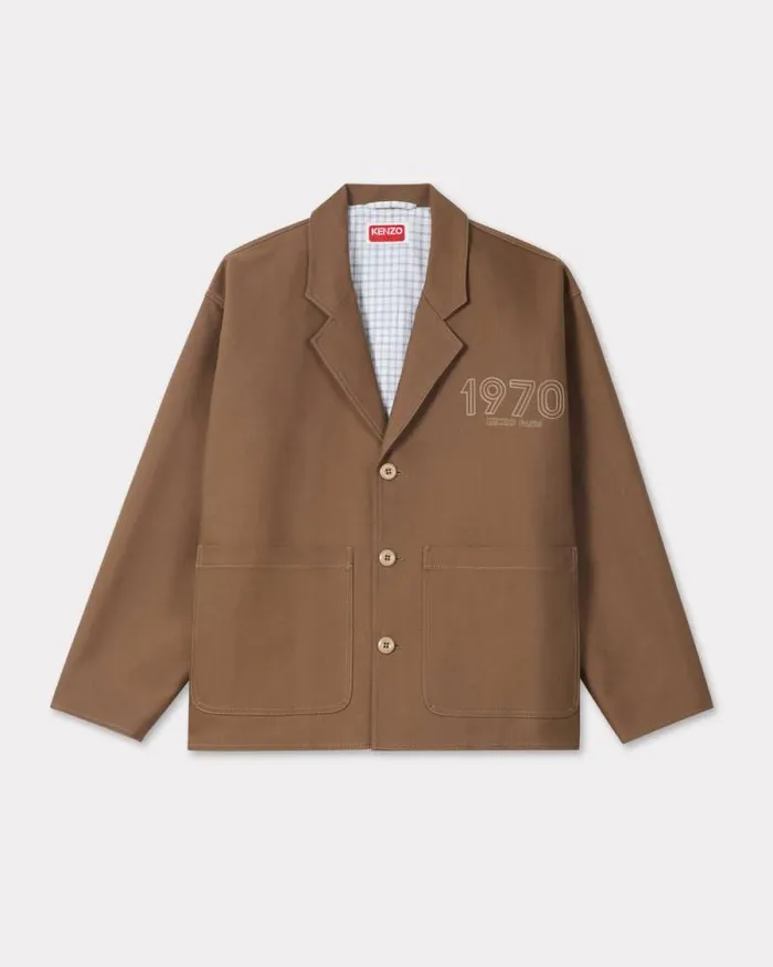 Men 039KENZO Archive 1970039 Embroidered Workwear Jacket Tabac Kenzo Jackets And Coats
